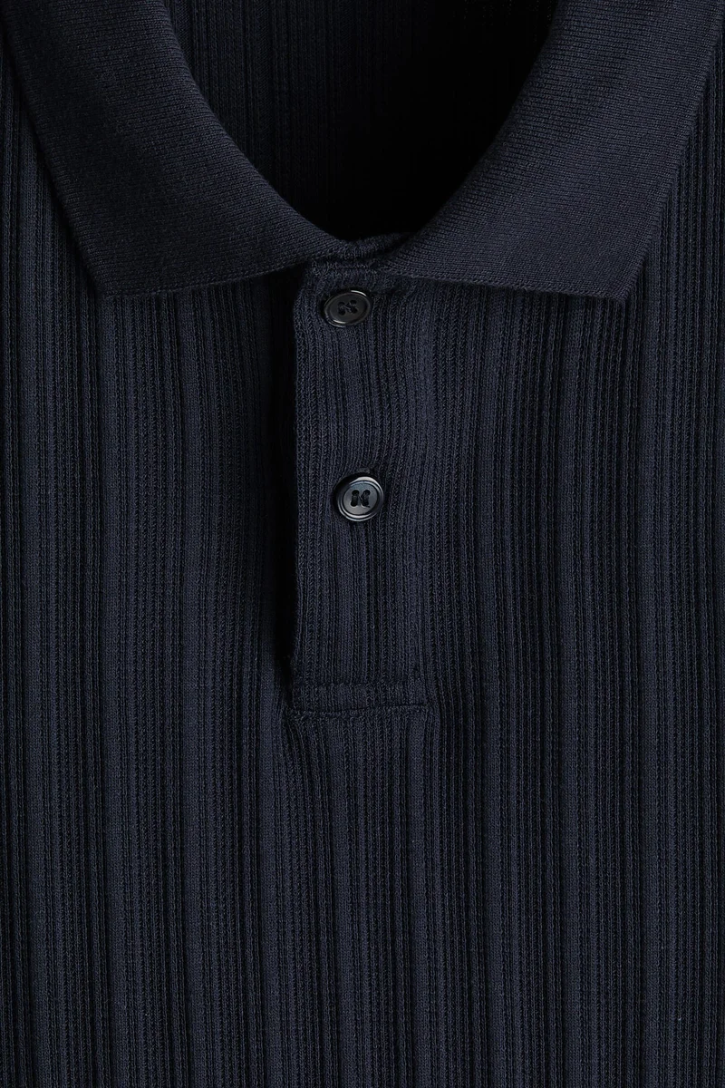 H&M Slim Fit Textured jersey polo shirt